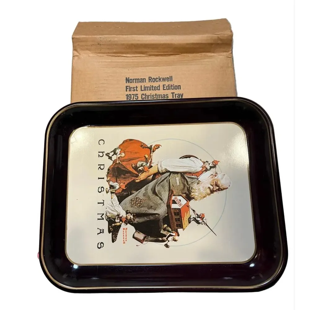 Vintage 1975 Norman Rockwell First Limited Edition Christmas Metal Tray